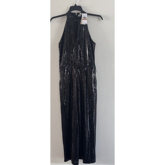 Michael Kors Sequined Halter Neck Jumpsuit classy sparkle party SZ small NO BELT - Picture 7 of 15